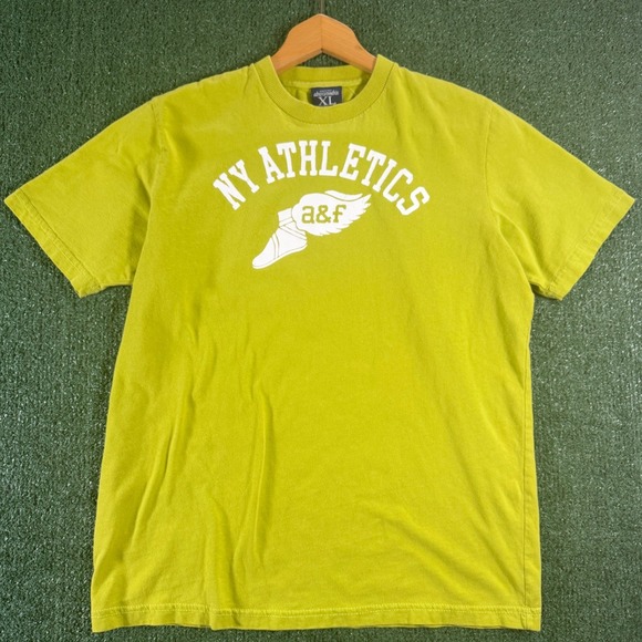 Abercrombie & Fitch Other - Abercrombie Graphic Tee Mens XL Lime Green Good NY Athletics Winged Foot Cotton
